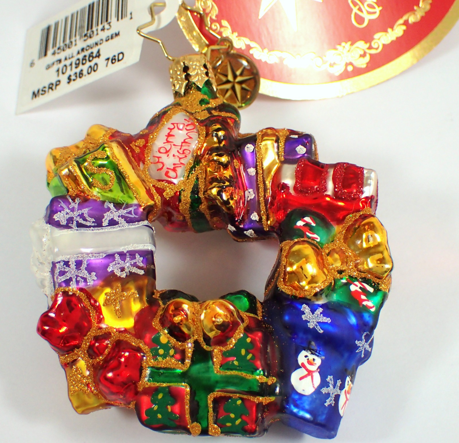 NWT Christopher Radko GIFTS ALL AROUND Gem Wreath Ornament No 1019664 RARE