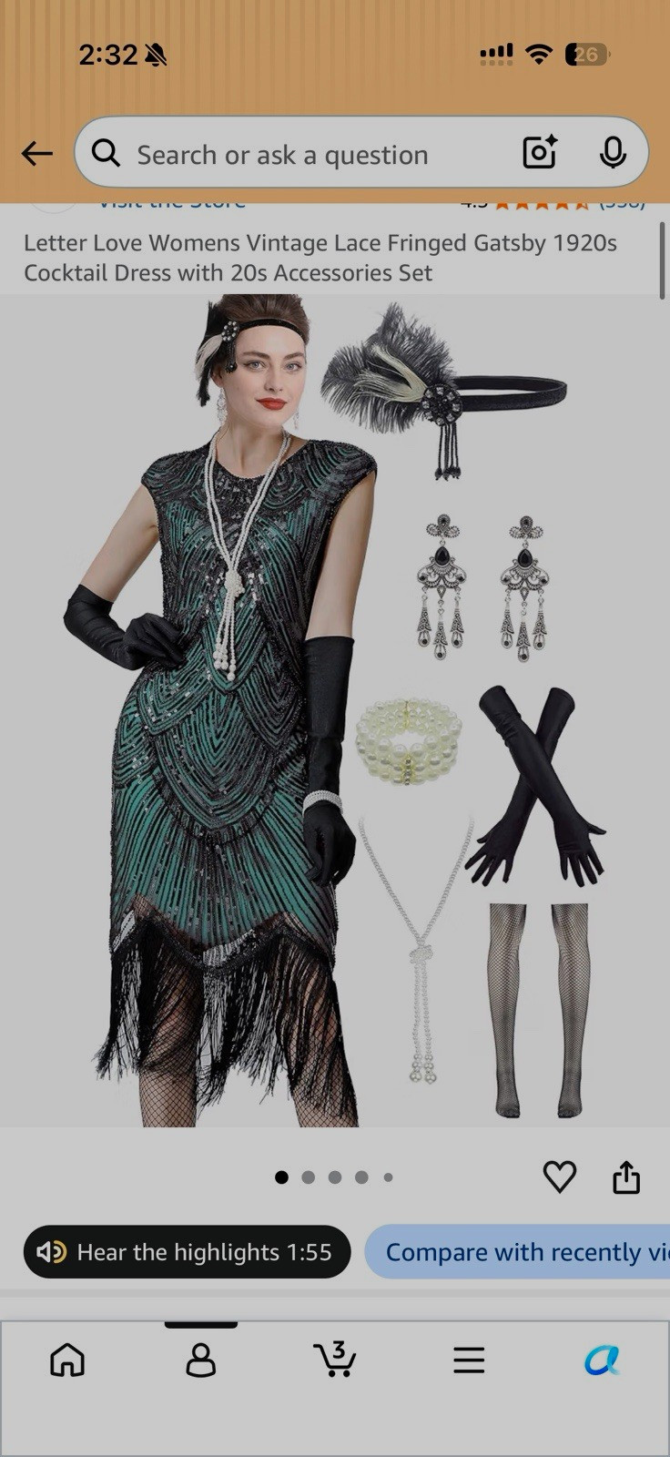 Letter Love 1920s & 1930s Green/Black Sequin Fringed Dress Accessories Set Letter Love 1920s & 1930s Green/Black Sequin Fringed Dress Accessories Set