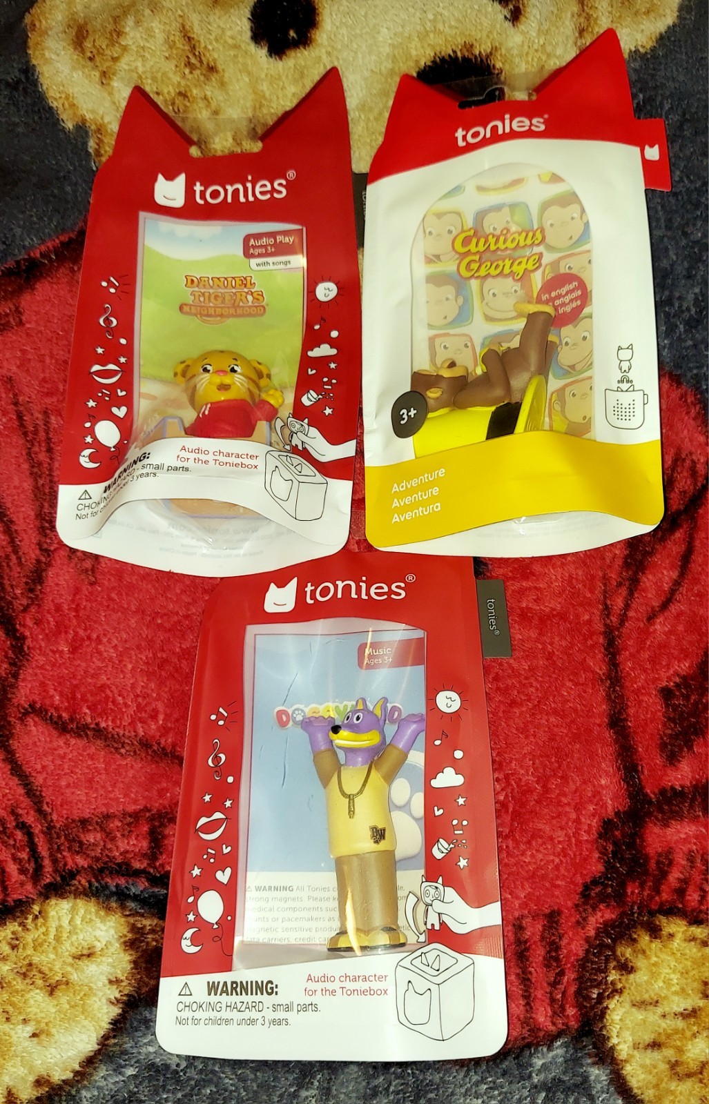 New TONIES Lot of 3 CURIOUS GEORGE DOGGYLAND DANIEL Audio Characters NEW SEALED 