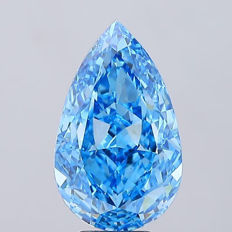 CERTIFIED 2.10 Carat Natural Blue Diamond Pear Cut  LOOSE VVS1/ 10.5 mm