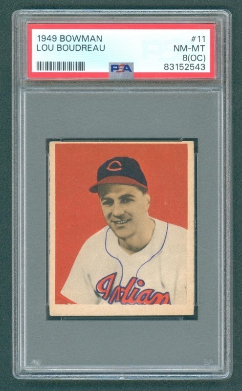 1949 Bowman #11 Lou Boudreau HOF PSA 8 (OC) NM-MT Cleveland Indians
