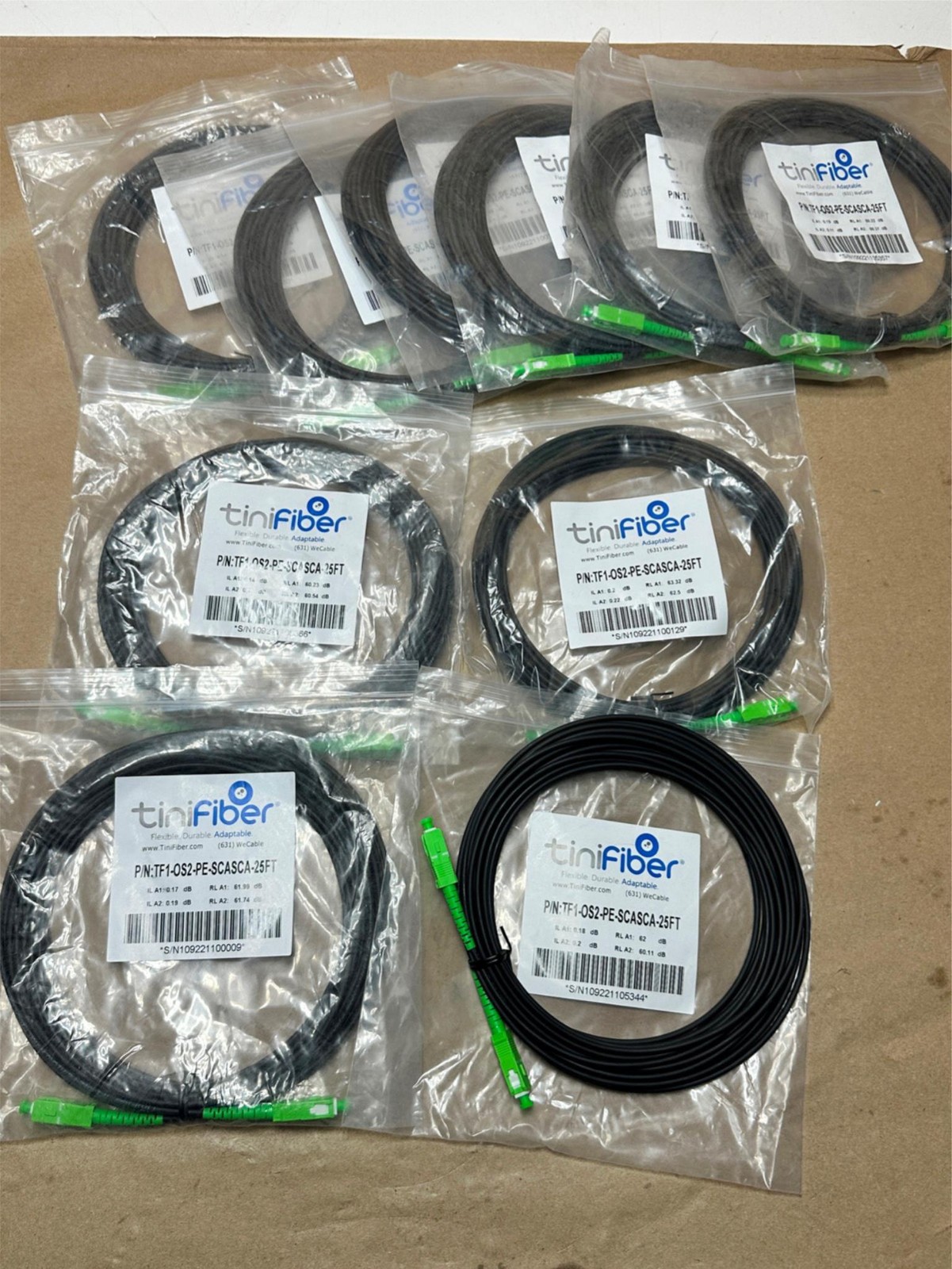 10x PC Lot TiniFiber TF1-OS2-PE-SCASCA-25FT 25\' Single Mode Fiber Patch Cable 10x PC Lot TiniFiber TF1-OS2-PE-SCASCA-25FT 25\' Single Mode Fiber Patch Cable