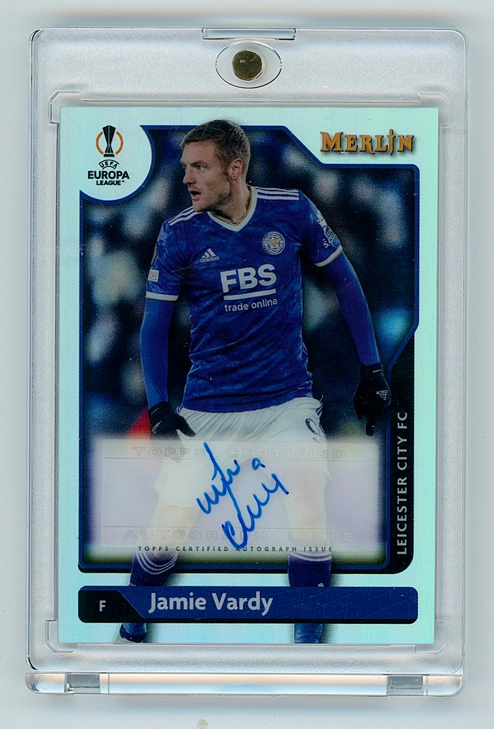 2021-22 Topps Merlin Collection Chrome UCL Auto Jamie Vardy #A-JV Auto