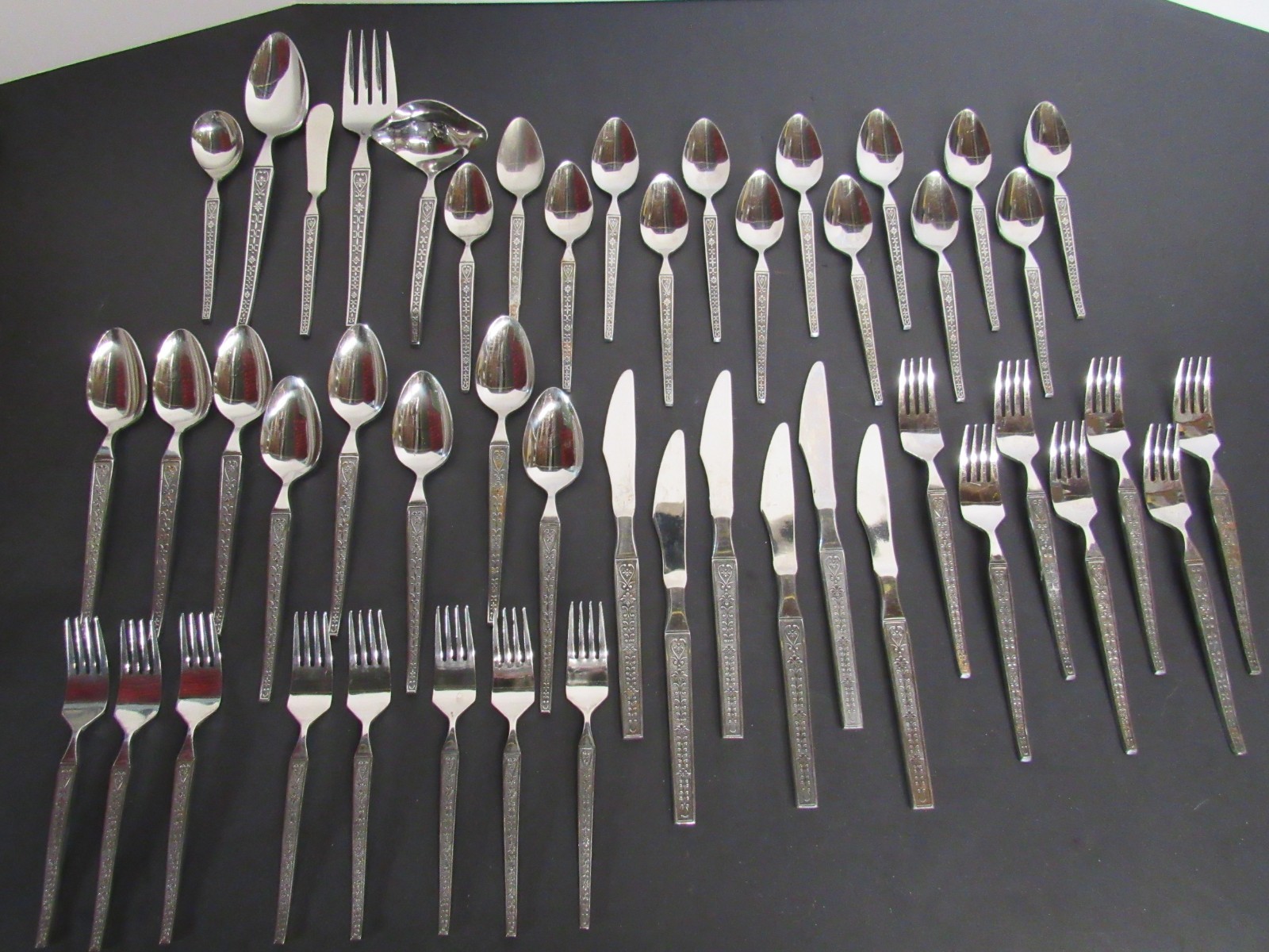 48 Pcs ~ Riviera Cordova Flatware (Knives, Spoons, Forks, Sugar Spoon, Gravy...)