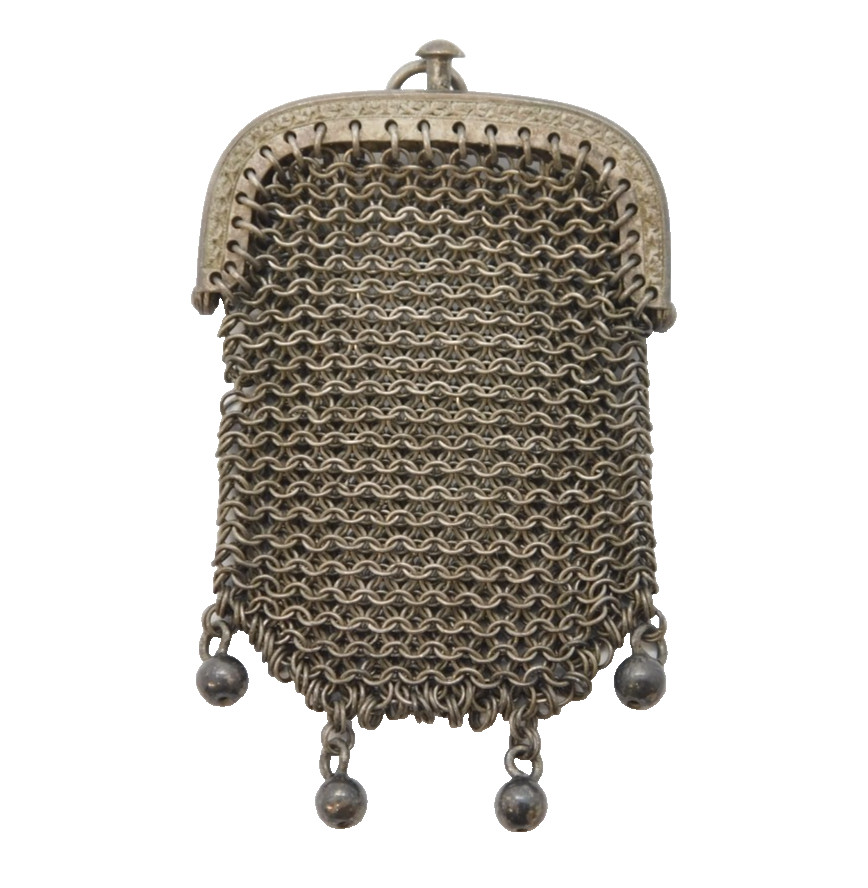 19th Century Sterling Silver Small Chatelaine Coin Purse Antique c1880s
