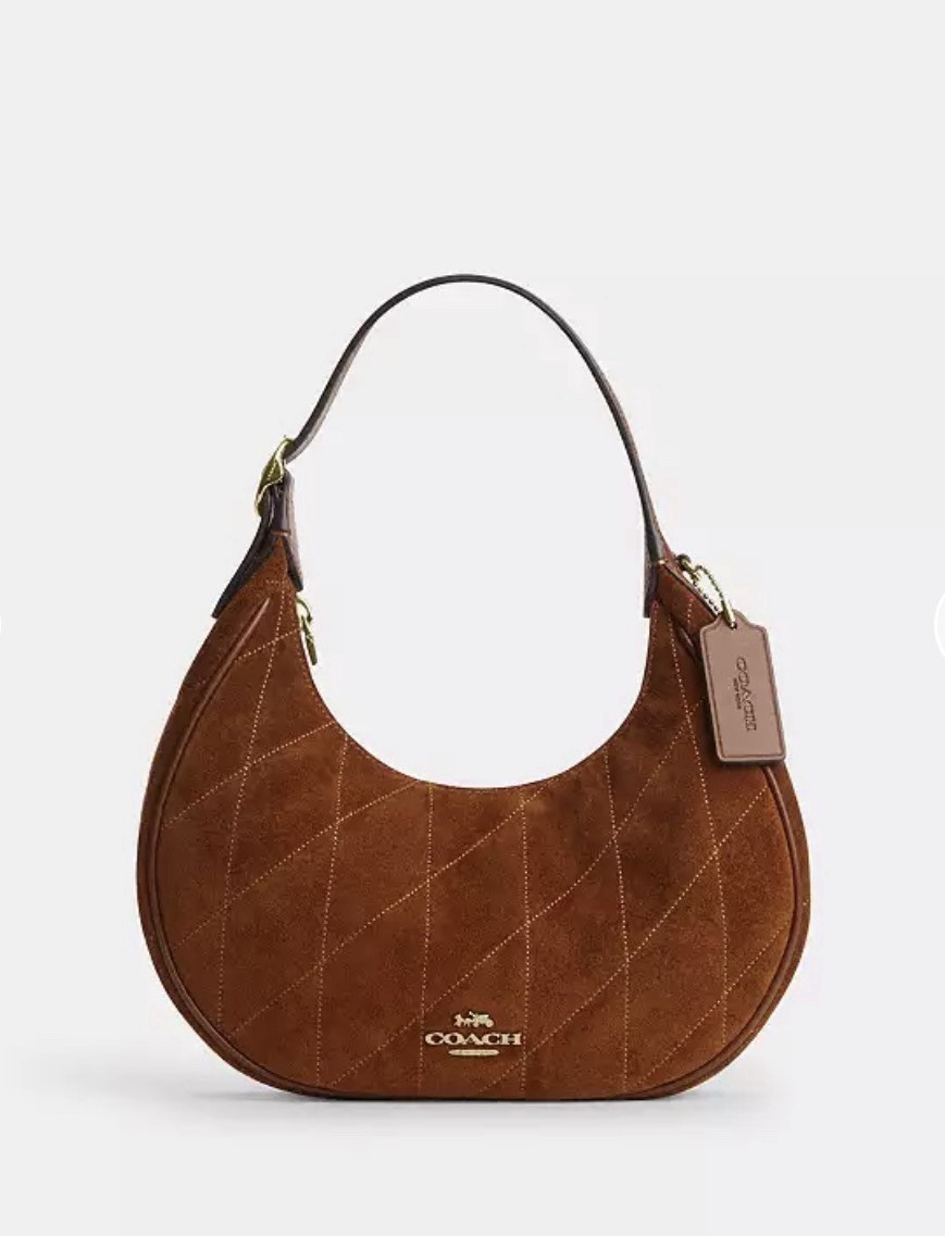 NWT COACH Emily Shoulder Bag w/ Quilting Gold/Warm Brown Suede Gold Hardware