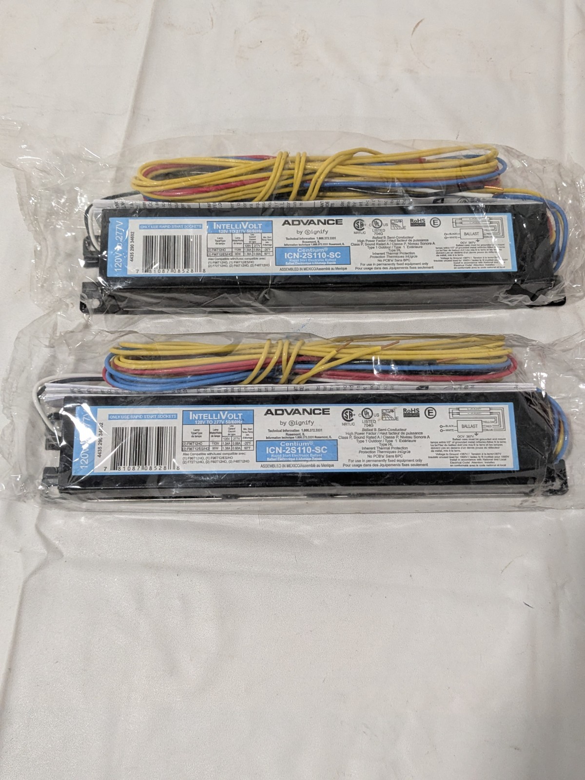 Advance Lamp Fluorescent Electronic Ballast 110W 120-277V Qty 2 ICN-2S110-SC