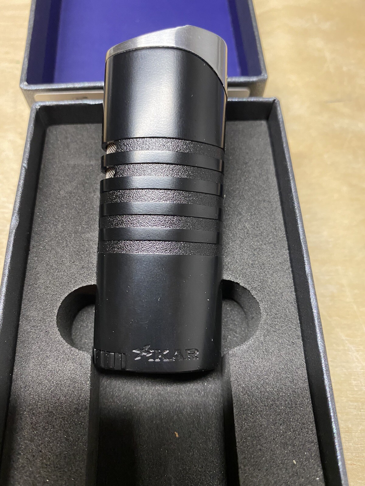 Xikar Ellipse Triple Jet Flame Cigar Lighter - Black and Chrome - New