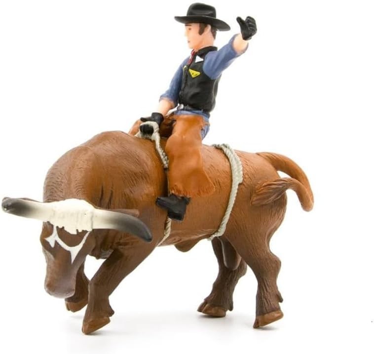 Realistic 1:16 Scale Brown Bull and Cowboy - Perfect for Collector Displays