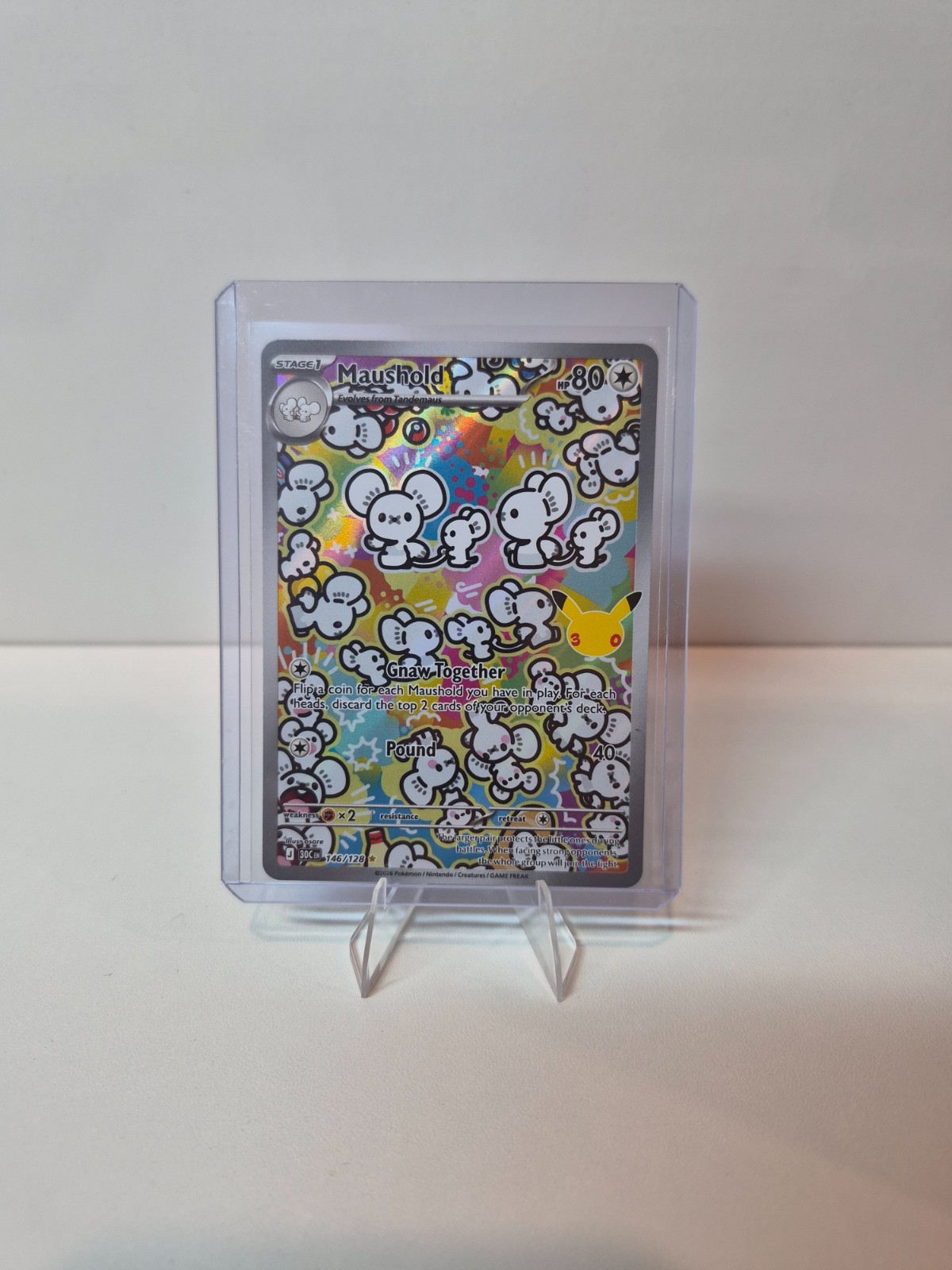 Pokémon 30th Anniversary Maushold 146/128 Illustration Rare Holo English NM