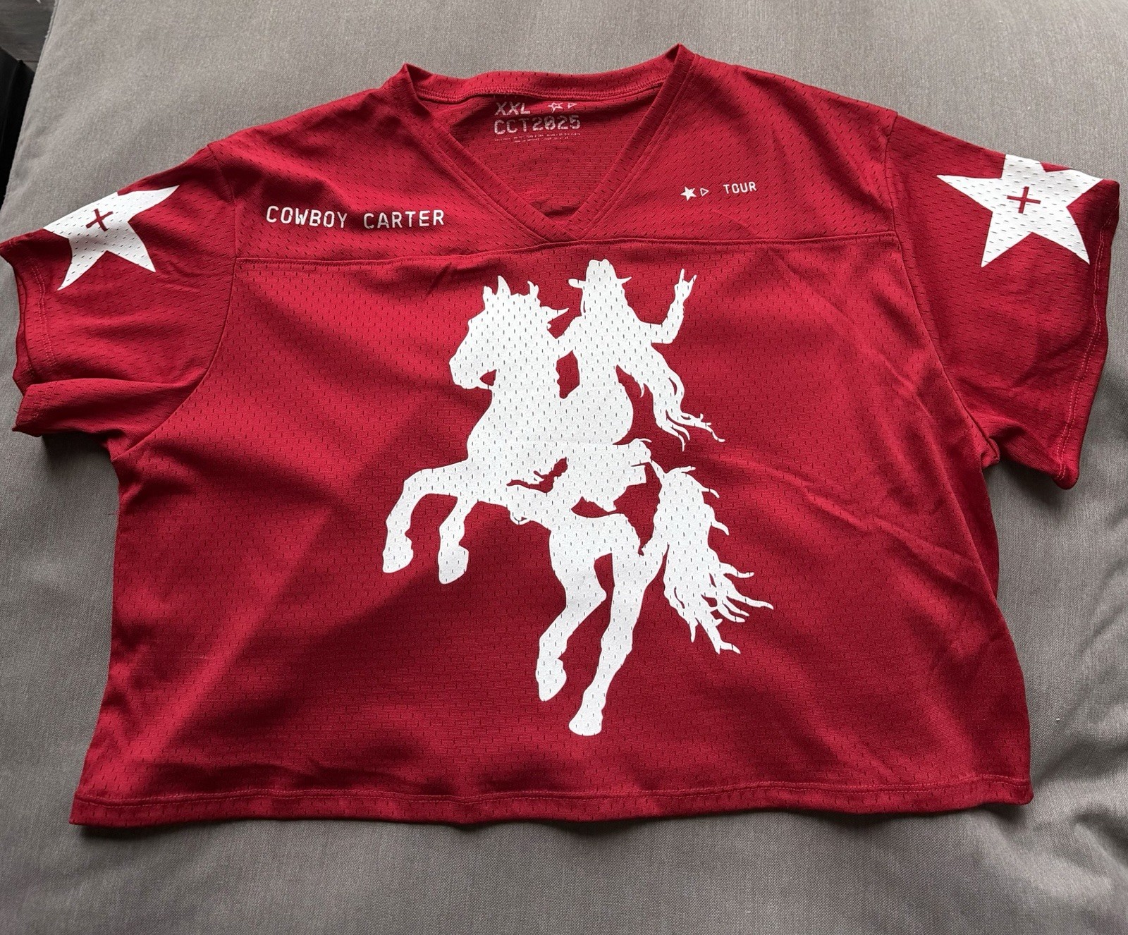 Beyoncé Cowboy Carter Tour 2025 Cropped Jersey Top Red Size XXL CCT2025