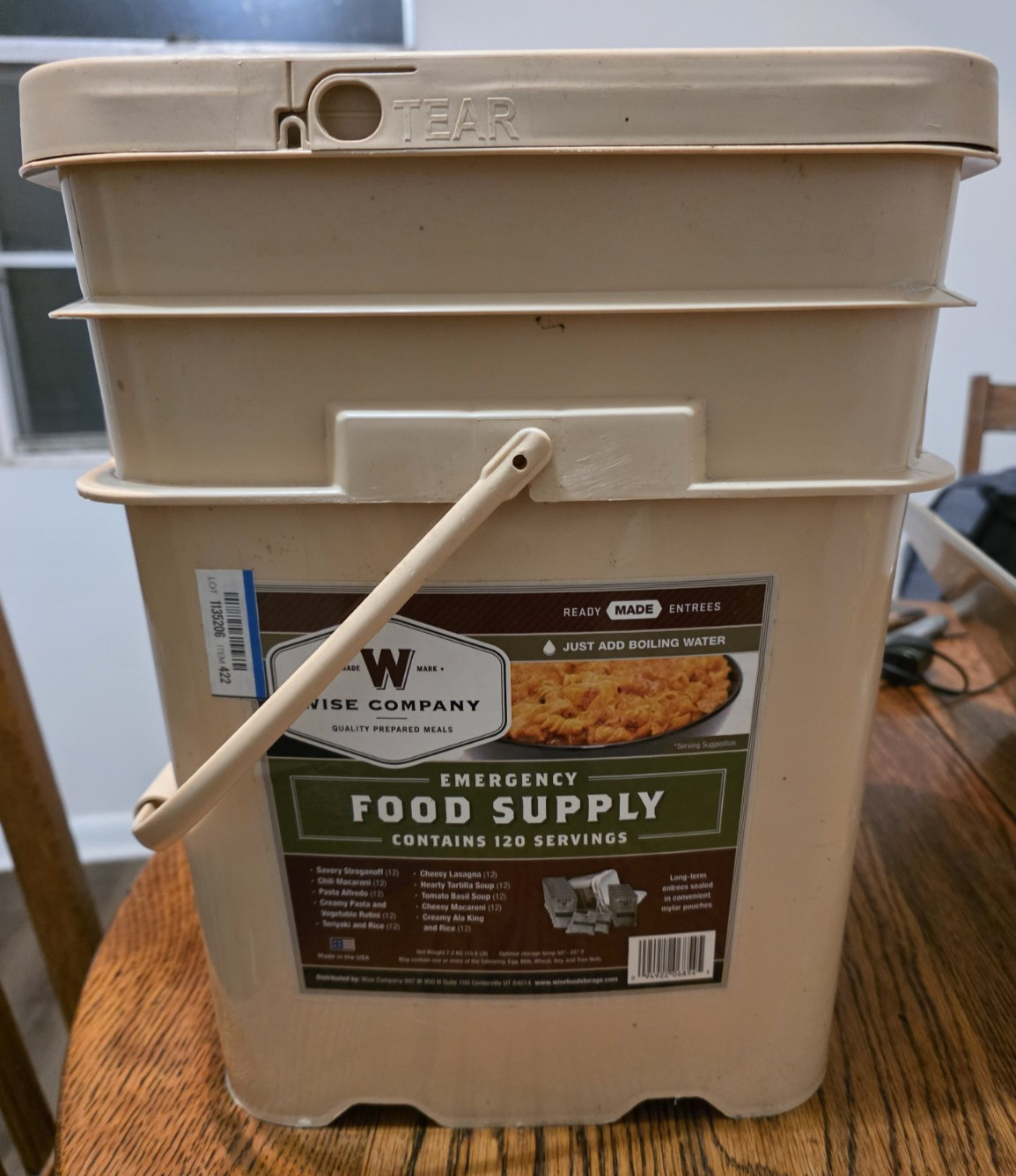 Wise Company Emergency Food Supply 120 Servings  MFD 7/21/11