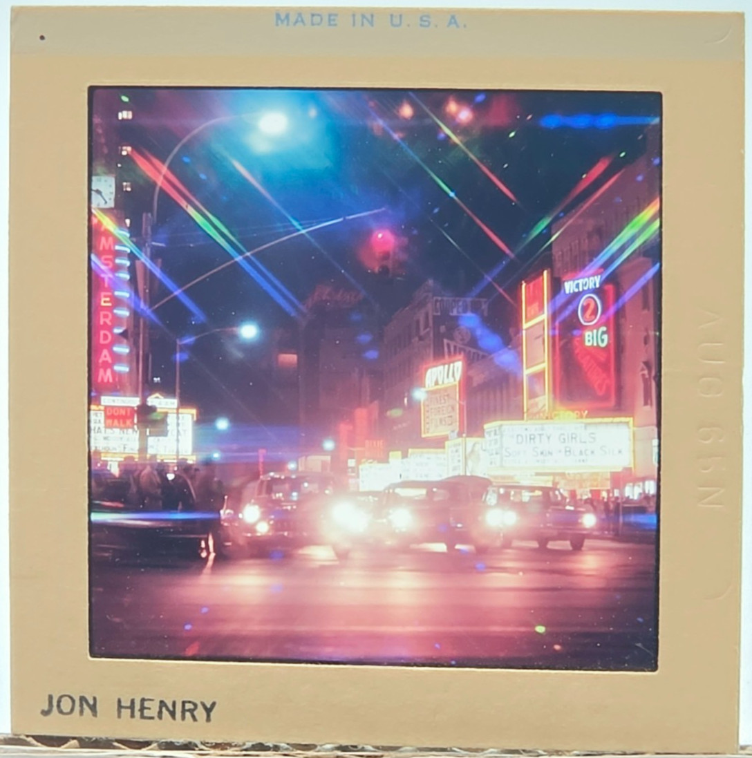 Vintage 1960s 35mm Slide Artist Jon Henry NYC Night Street Scene Neon OOAK