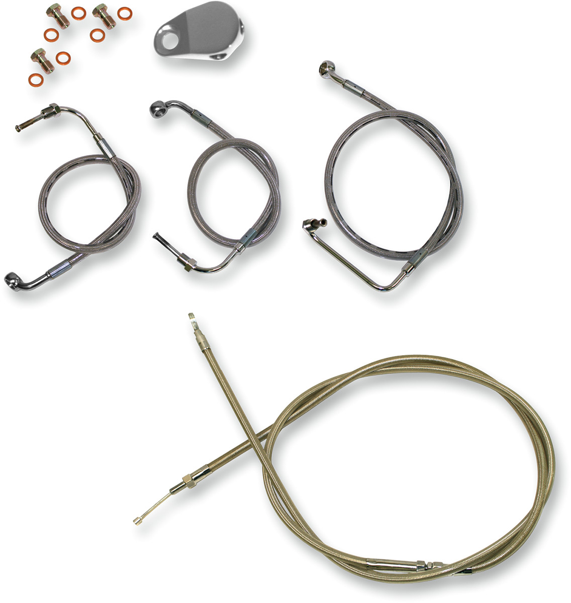 LA Choppers Cable/Brake Line Kit 15-17in. Ape Hangers Stainless Steel LA-8010...