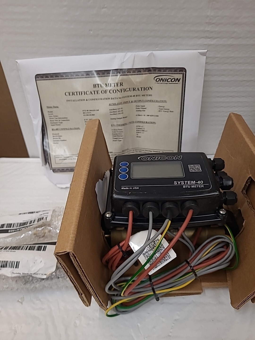 ONICON SYS-40-340-010-160 System 40 BTU METER, 3/4 NPT 24vac