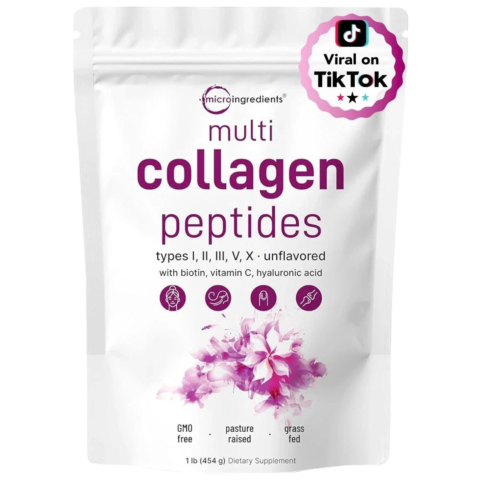ORIGINAL Micro Ingredients Multi Collagen Peptides Powder, 1lb Hyaluranic Acid