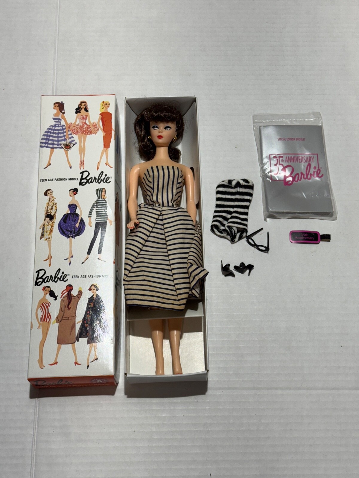 VINTAGE BARBIE BRUNETTE PONYTAIL 1993 35TH ANNIVERSARY DOLL COTTON CASUAL #912