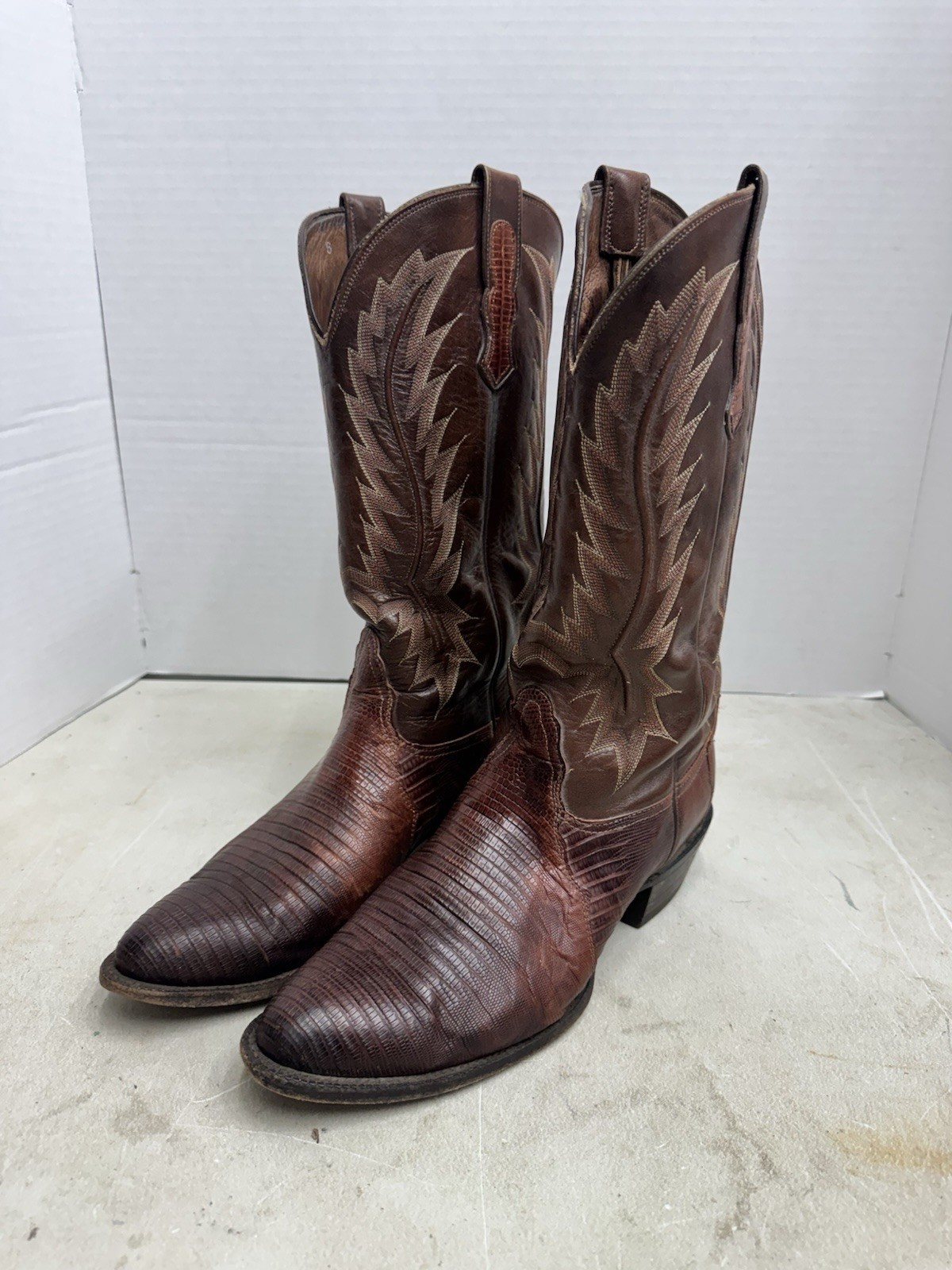Vintage Nocona Brown Lizard Cowboy Boots Men’s Size 9 D Western Nice