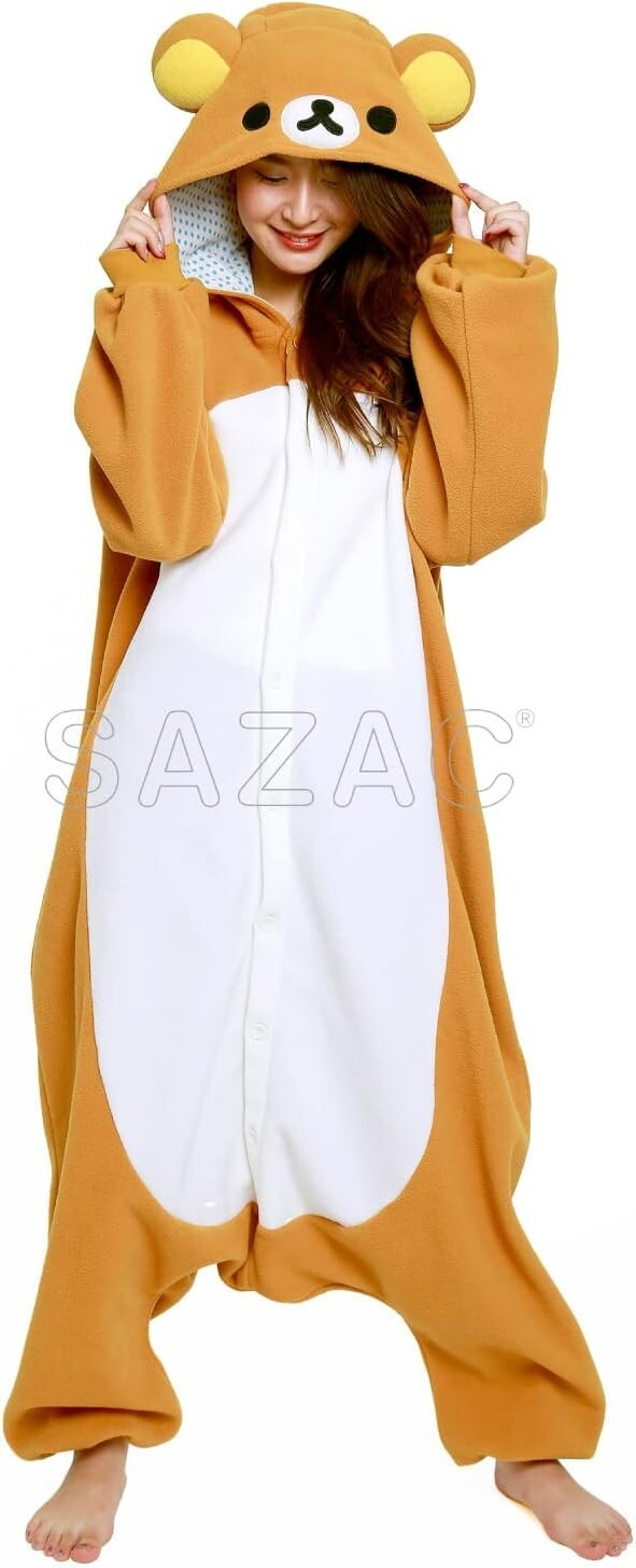 SAZAC Rilakkuma Costume Cosplay Kigurumi Adult Pile One Size Kawaii Unisex Brown