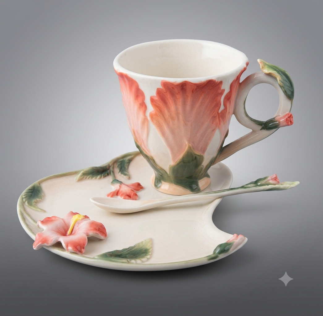Rare Baymark Australia Stamped Franz Style Pink Hibiscus Trio - Limited Edition 