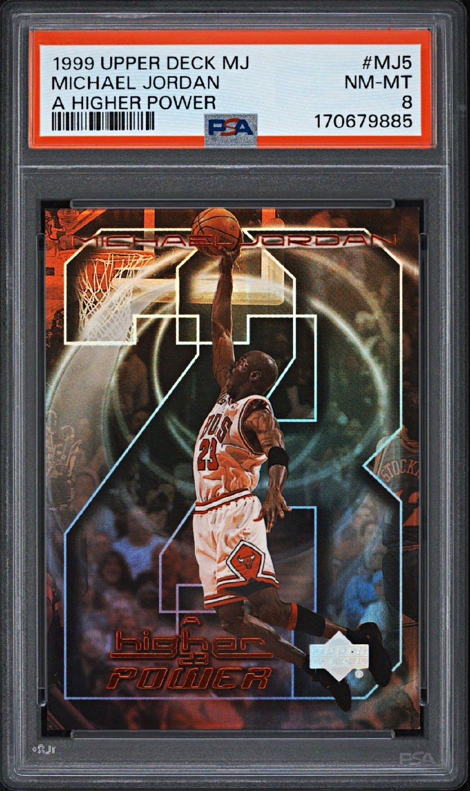 Upper Deck 1999-00 Encore Michael Jordan A Higher Power #MJ5 PSA 8 Upper Deck 1999-00 Encore Michael Jordan A Higher Power #MJ5 PSA 8
