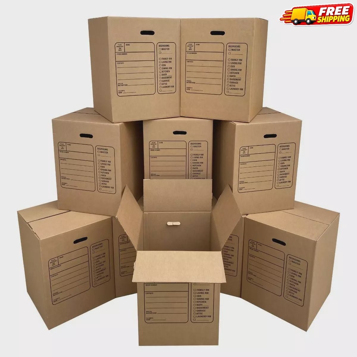 [SALE] UBMOVE 10-Pack Large Corrugated Boxes w/ Handles 18x18x24 in