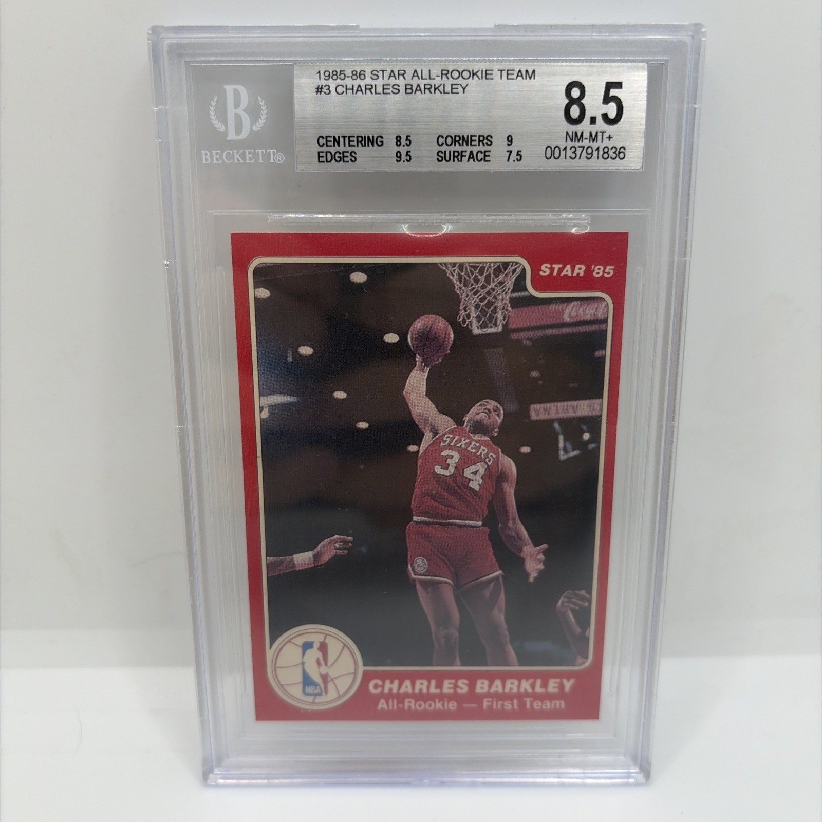 1985 Star All-Rookie Team #3 Charles Barkley BGS 8.5 ROOKIE CARD (RC) 1985 Star All-Rookie Team #3 Charles Barkley BGS 8.5 ROOKIE CARD (RC)