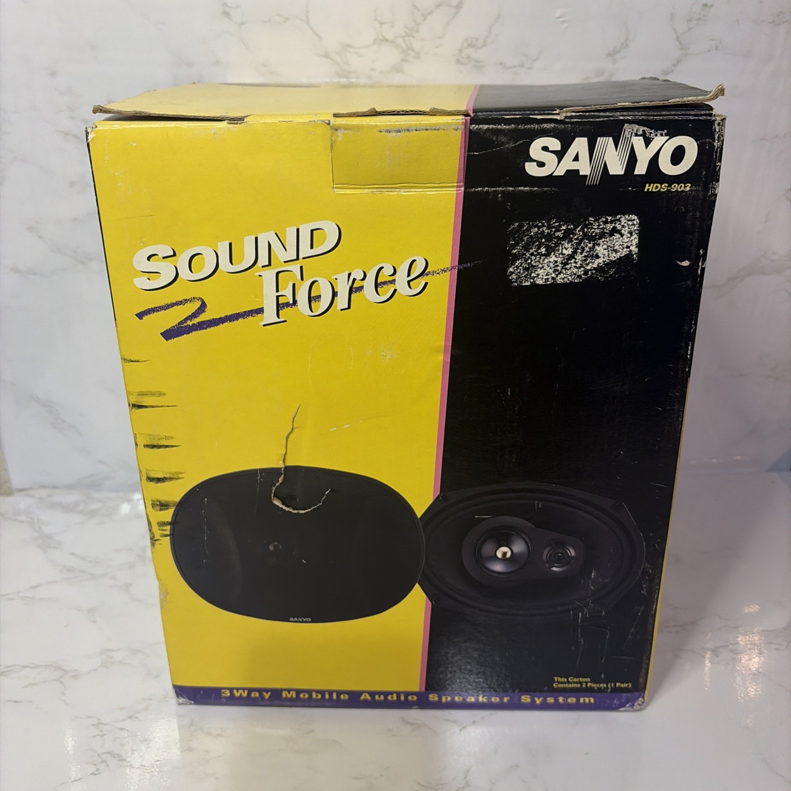 Vintage Sanyo Sound Force HDS-903 3 Way Mobile Audio Speaker System New In Box Vintage Sanyo Sound Force HDS-903 3 Way Mobile Audio Speaker System New In Box