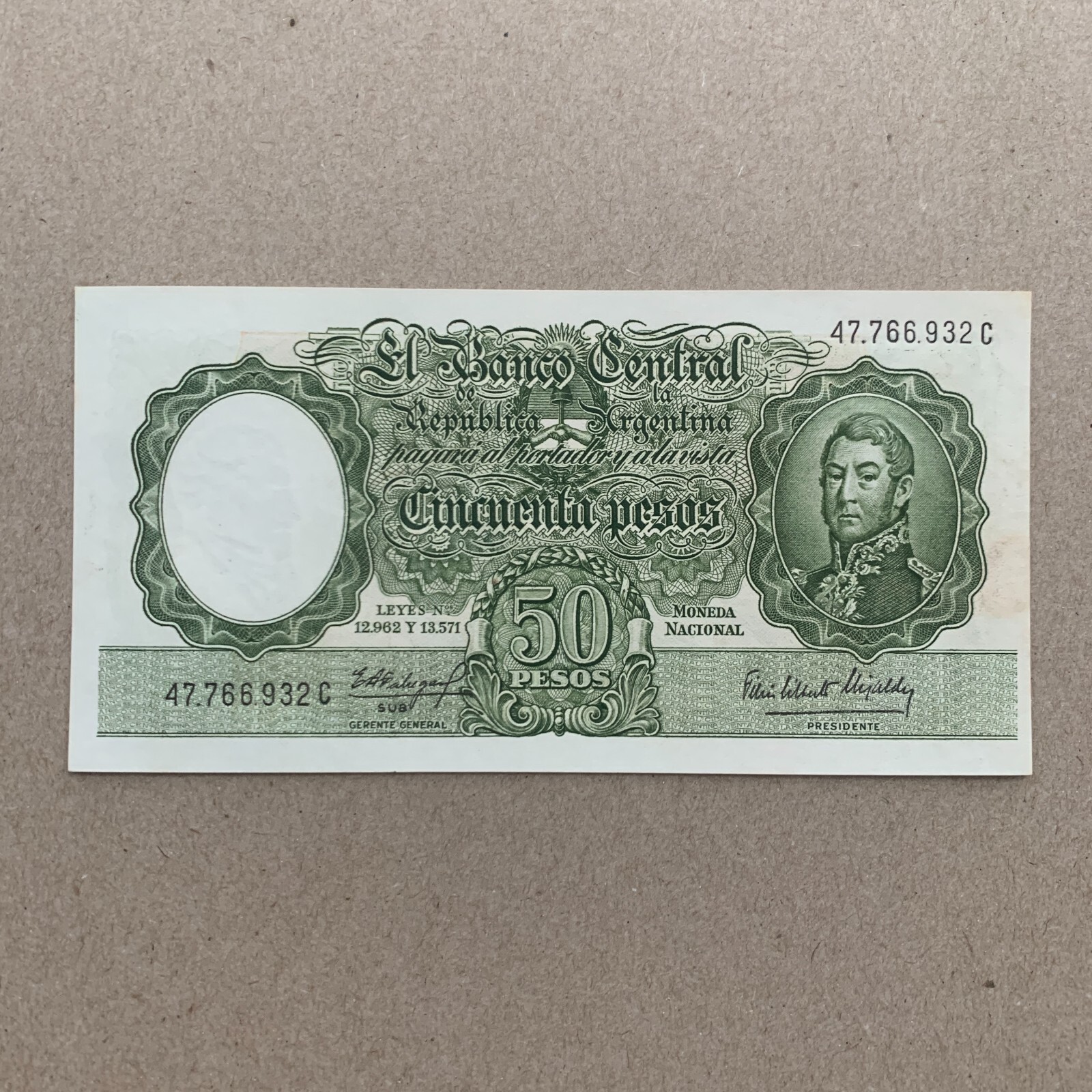 Argentina 50 Pesos Banknote ND 1968-1969 P 276 Extra Fine Currency Argentina 50 Pesos Banknote ND 1968-1969 P 276 Extra Fine Currency