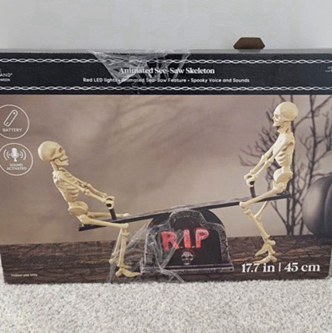 New Ashland Halloween Animated See-Saw Skeleton 