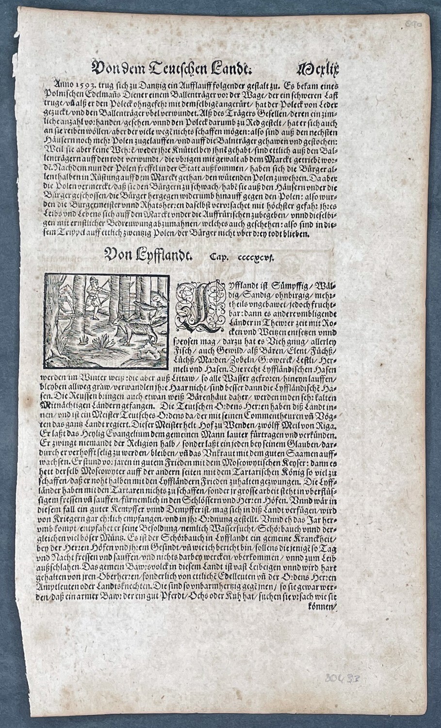 1598 Munster Antique Print Hunting in Livonia - Estonia, Livonia, Courland 1598 Munster Antique Print Hunting in Livonia - Estonia, Livonia, Courland