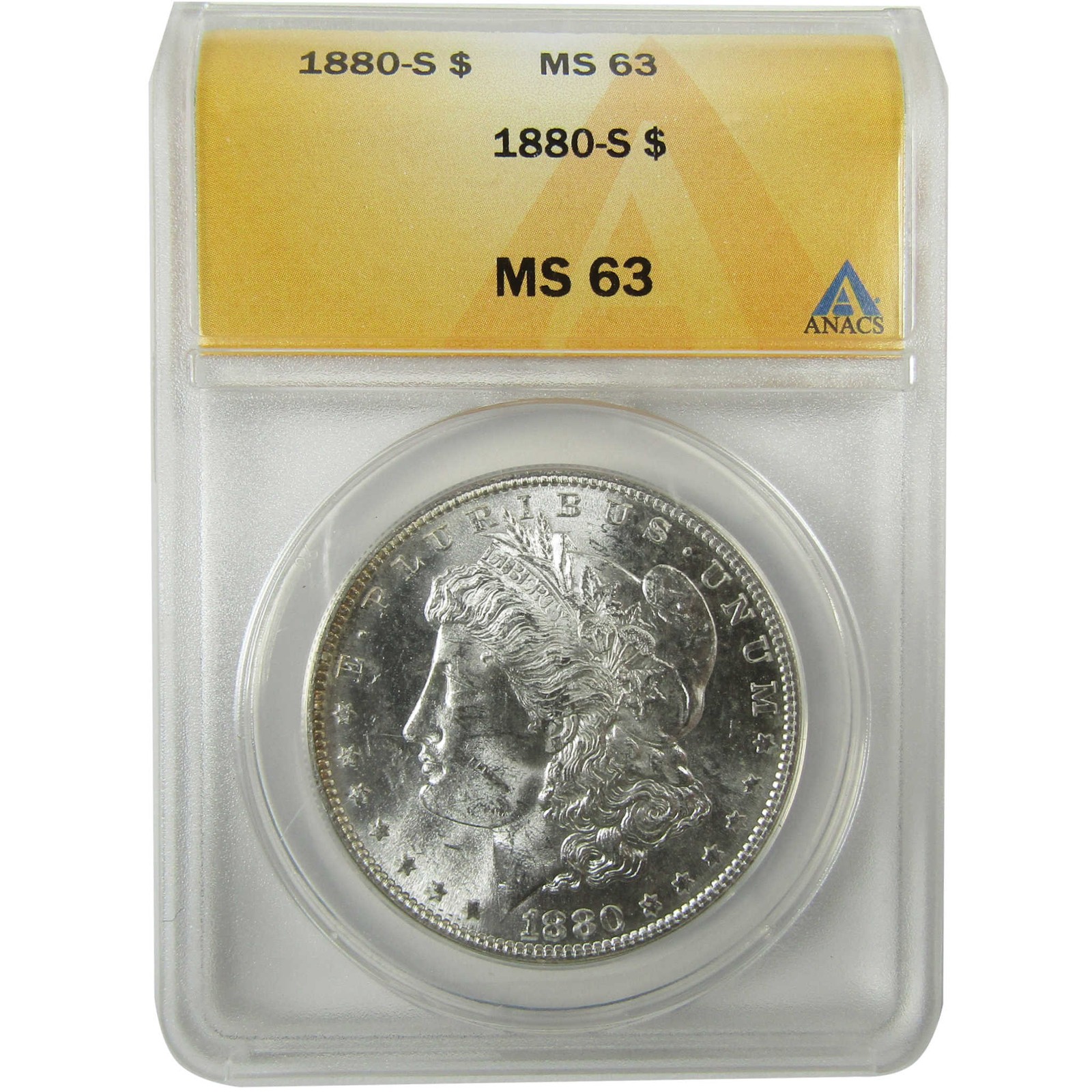 1880 S Morgan Silver Dollar MS 63 ANACS Uncirculated SKU:I28294 1880 S Morgan Silver Dollar MS 63 ANACS Uncirculated SKU:I28294