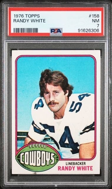 Graded 1976 Topps Randy White #158 Rookie RC Football Card PSA 7 NM Graded 1976 Topps Randy White #158 Rookie RC Football Card PSA 7 NM