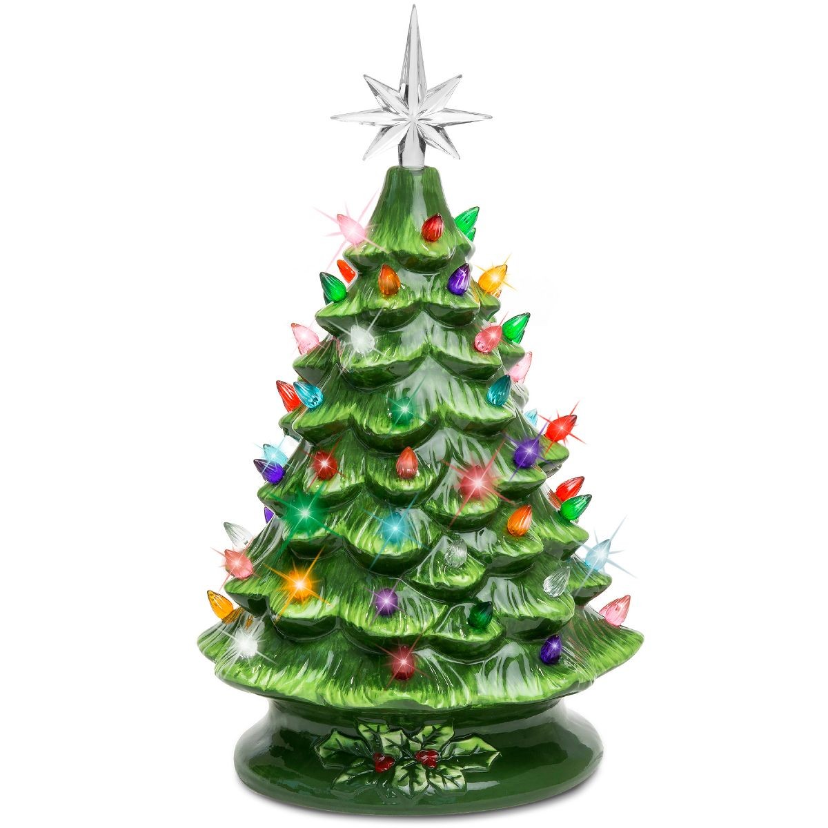 Best Choice Products Ceramic Christmas Tree Pre-Lit Hand-Painted Green