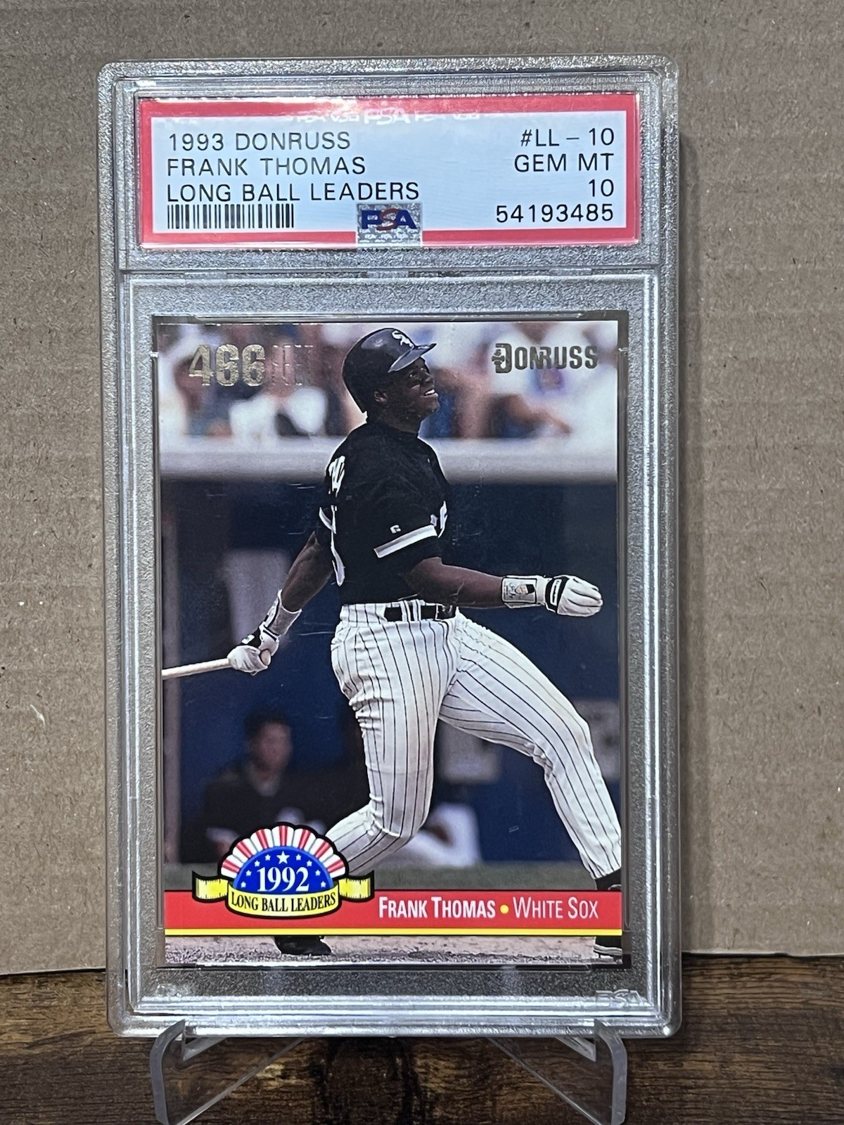 1993 Donruss Frank Thomas Long Ball Leaders #LL-10 White Sox PSA 10 GEM MINT 1993 Donruss Frank Thomas Long Ball Leaders #LL-10 White Sox PSA 10 GEM MINT