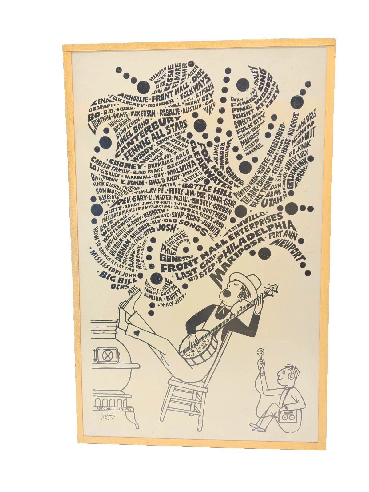 Vintage 1975 Jon Henry Folk Music Poster Print Front Hall Records Dylan Baez 75 Vintage 1975 Jon Henry Folk Music Poster Print Front Hall Records Dylan Baez 75