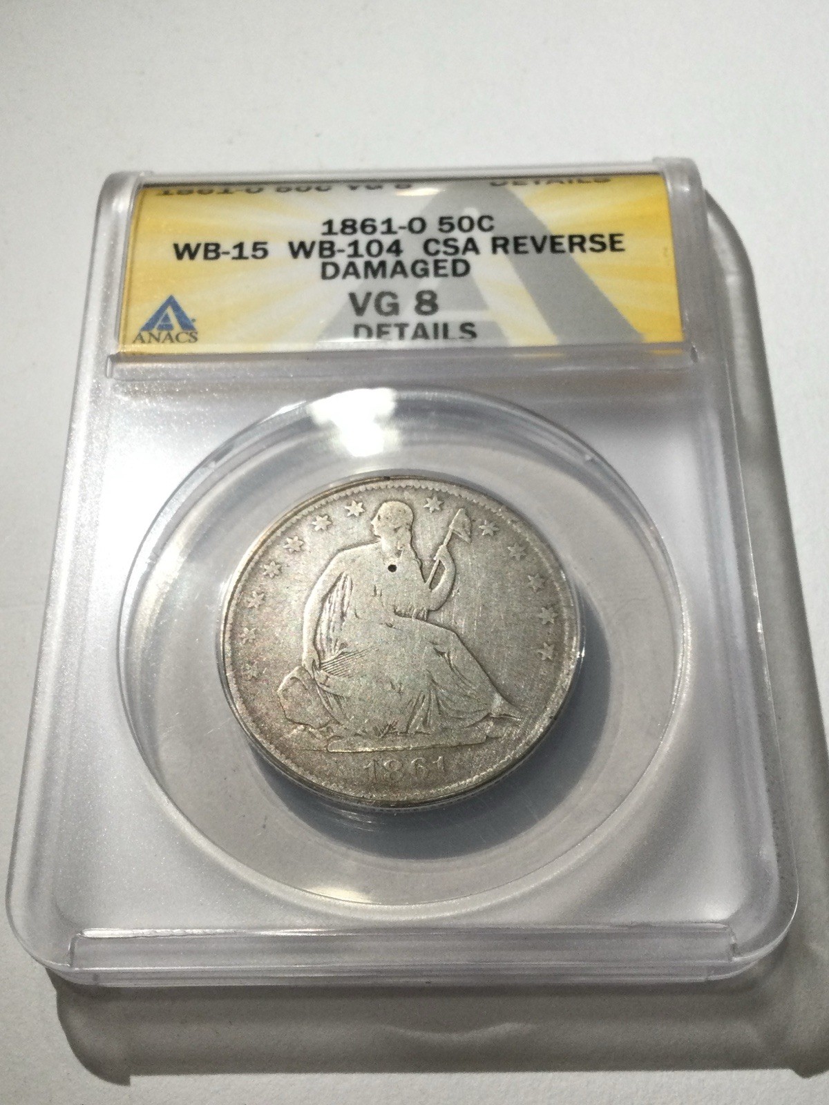 Rare CSA 1861O Seated Liberty ANACS Half Dollar- From Civil War Confederate Mint