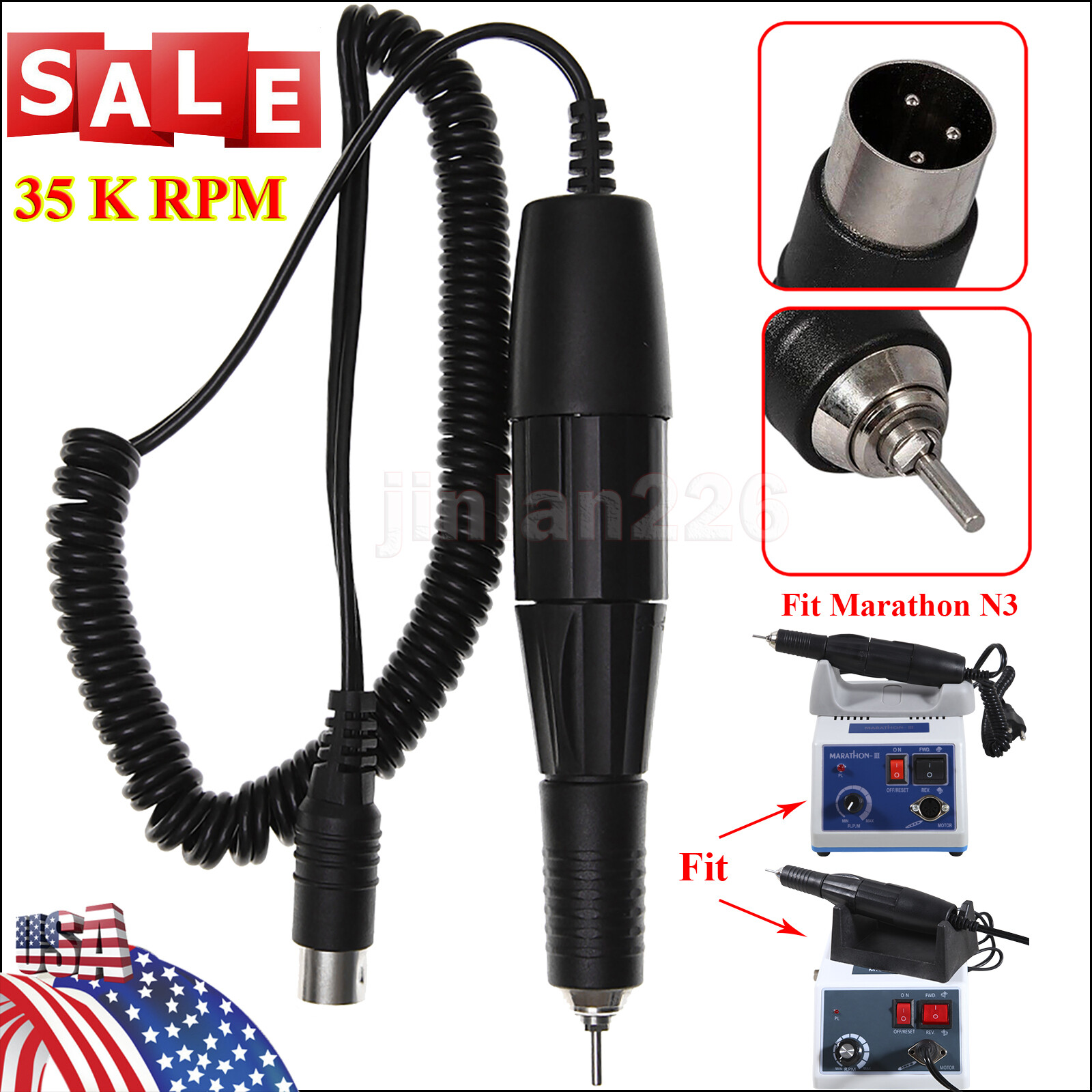 Dental Lab Marathon Electric Micromotor Polishing Unit / 35K rpm Motor Handpiece