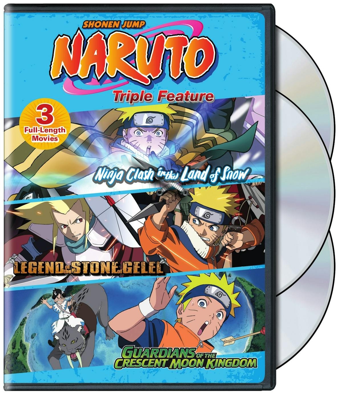 Naruto the Movie 1-3 DVD Cam Clarke NEW