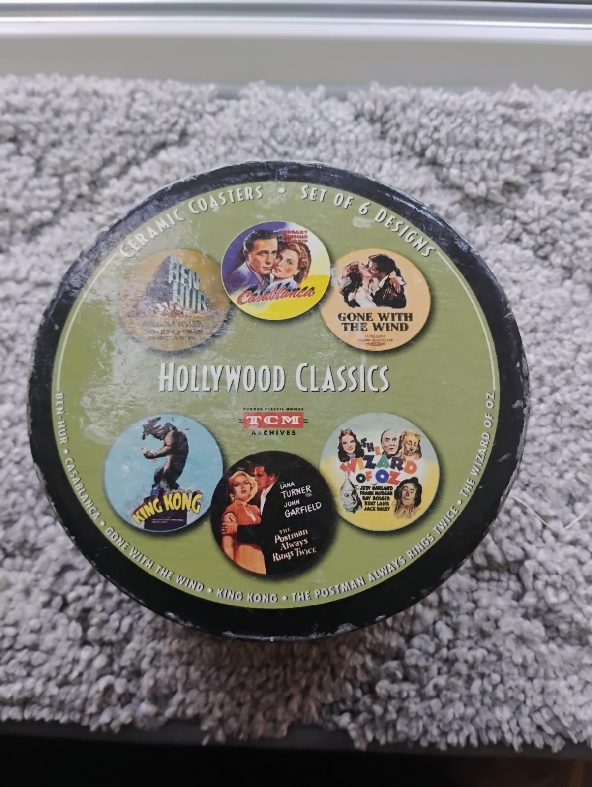New Turner Classic Movies Set of 6 Hollywood Classics Ceramic Coasters