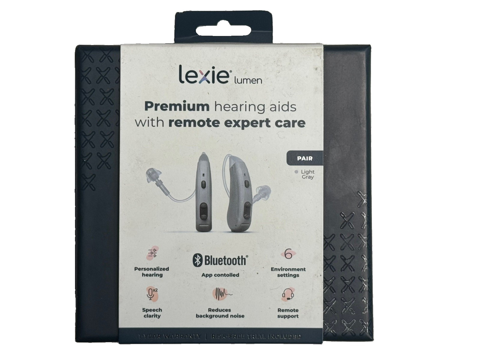 Lexie Lumen Premium Bluetooth Hearing Aids Behind the Ear Light Gray OPEN BOX