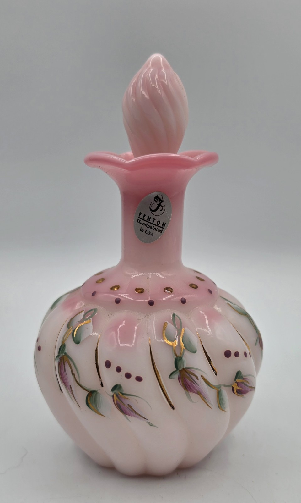 Fenton Rosalene Perfume Bottle NIB # 2135 Limited Edition Pink Hand Painted