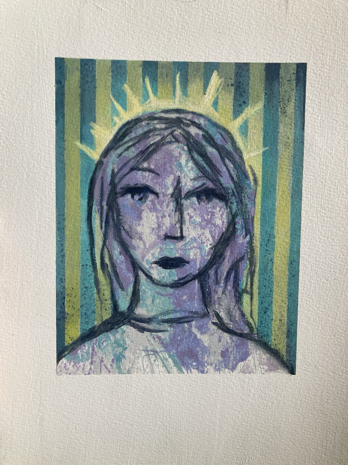 Original Oil On  Paper Abstract Portrait Painting Expressionist Fine Art 8.5x11”