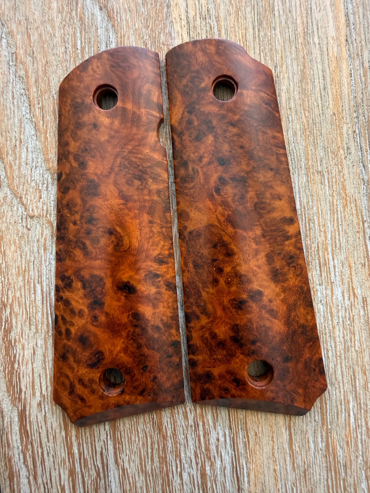 1911 Exotic Amboyna Burl Wood Grips Government Full Size Colt - Exhibition Grade