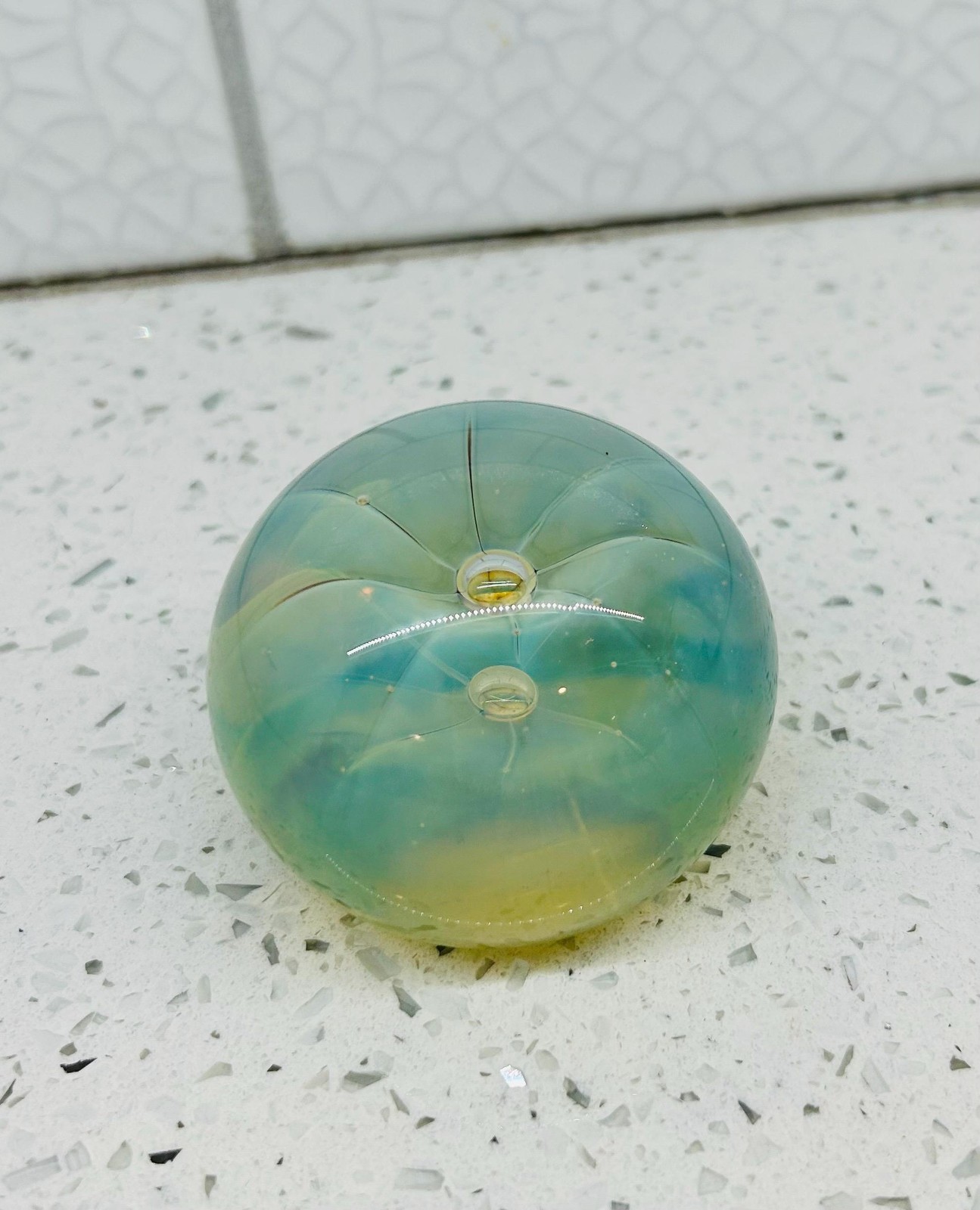 Vintage Michael O\'Keefe Handblown Iridescent Blue Bubble Paperweight Vintage Michael O\'Keefe Handblown Iridescent Blue Bubble Paperweight