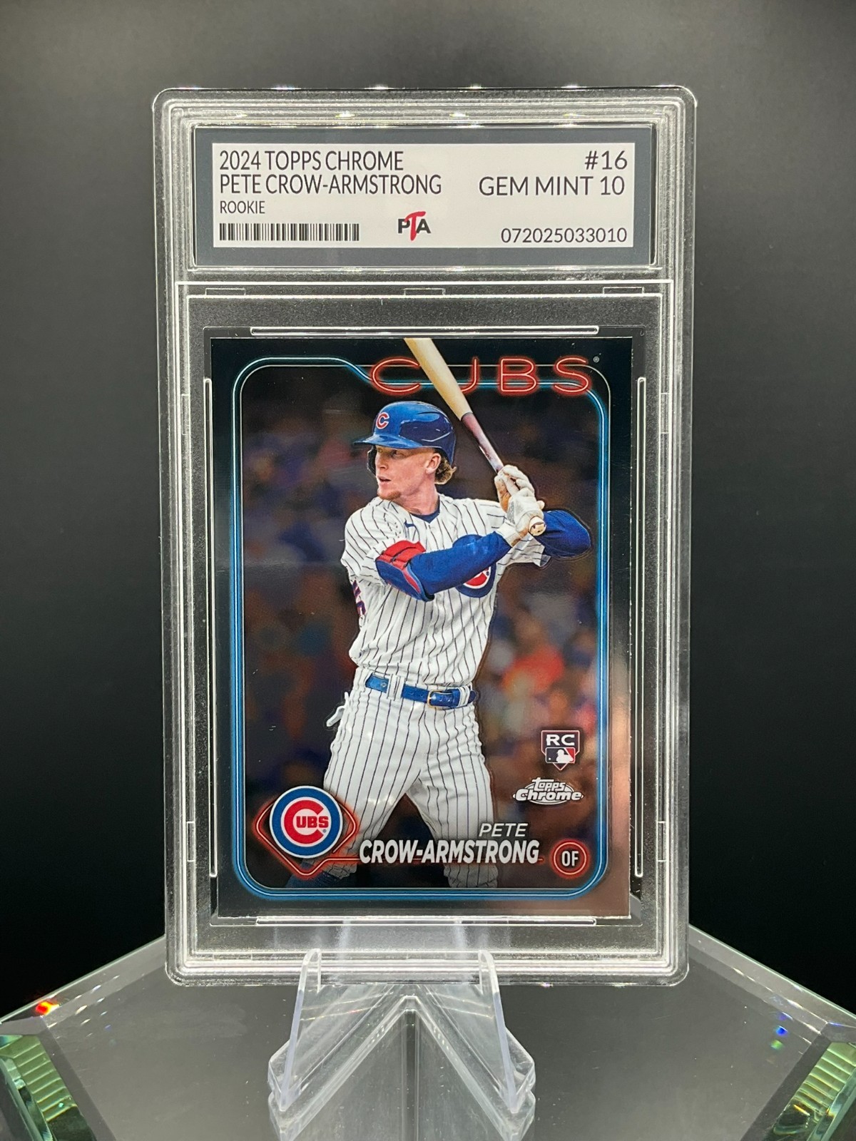 2024 Topps CHROME Pete Crow-Armstrong TRUE Rookie Graded GEM MINT PTA 10🔥