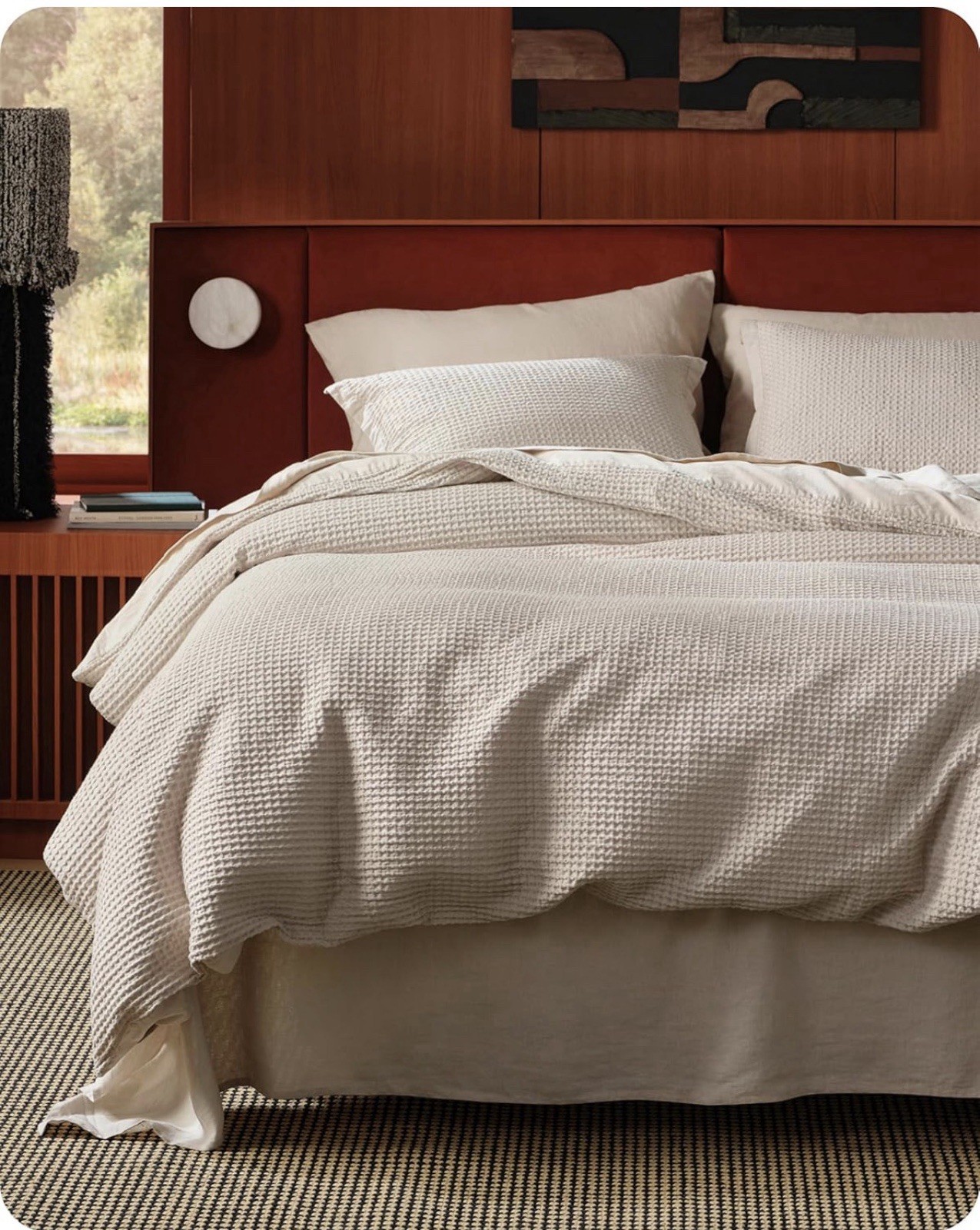 Bedsure Duvet Cover King-100% Cotton Waffle Weave Linen Color Duvet Cover