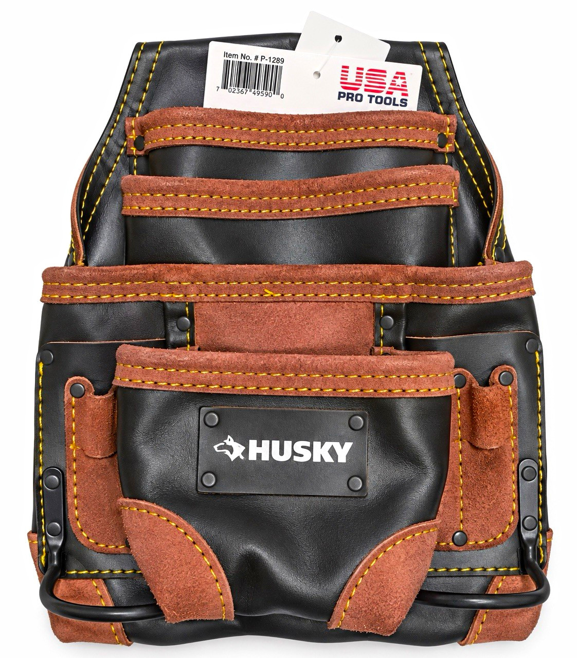 Husky USA Pro Tools Leather Tool Pouch Hammer Holder Adjustable Black/Brown Husky USA Pro Tools Leather Tool Pouch Hammer Holder Adjustable Black/Brown