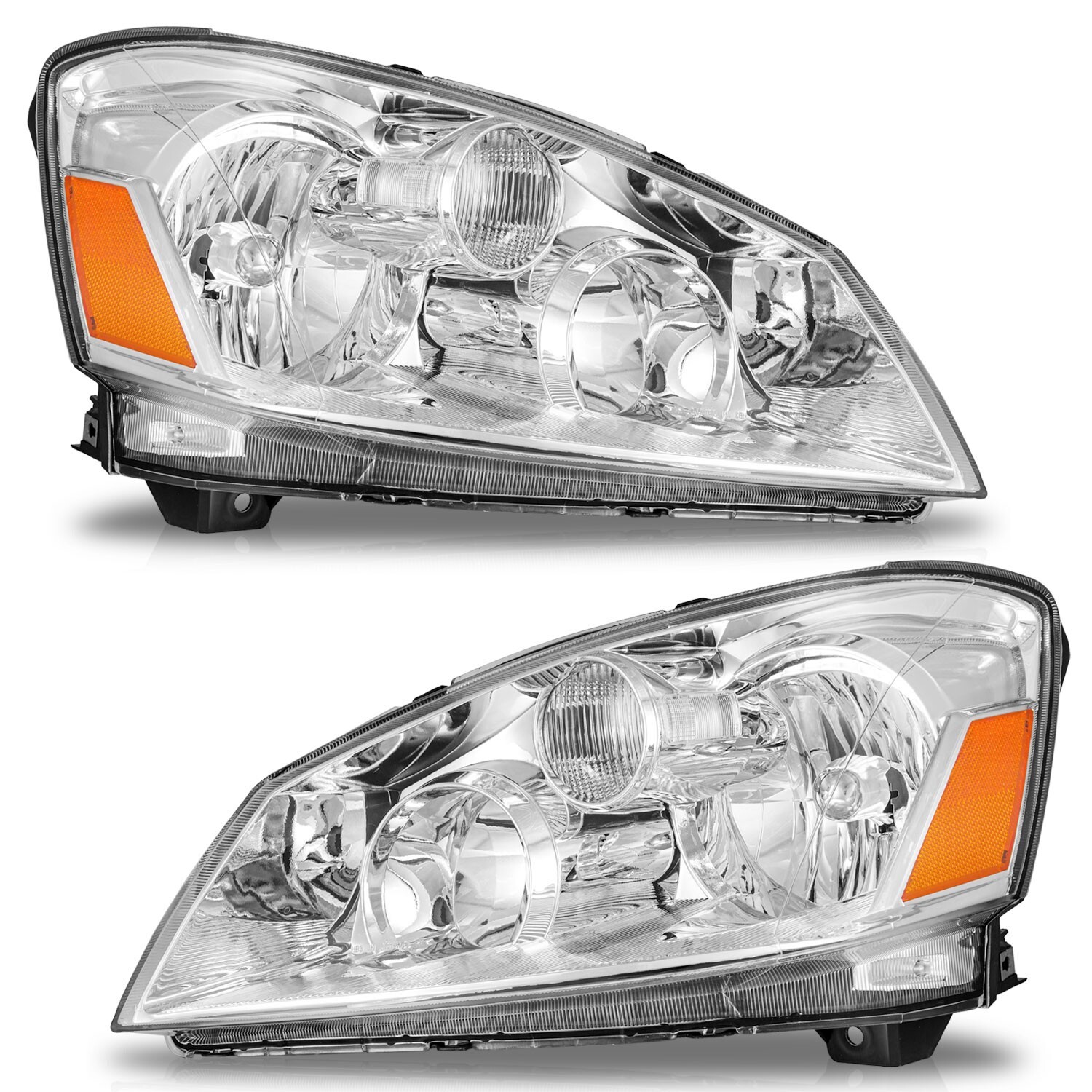 WEELMOTO For 2005-2006 Nissan Altima Headlights Halogen Chrome Pair Left+Right