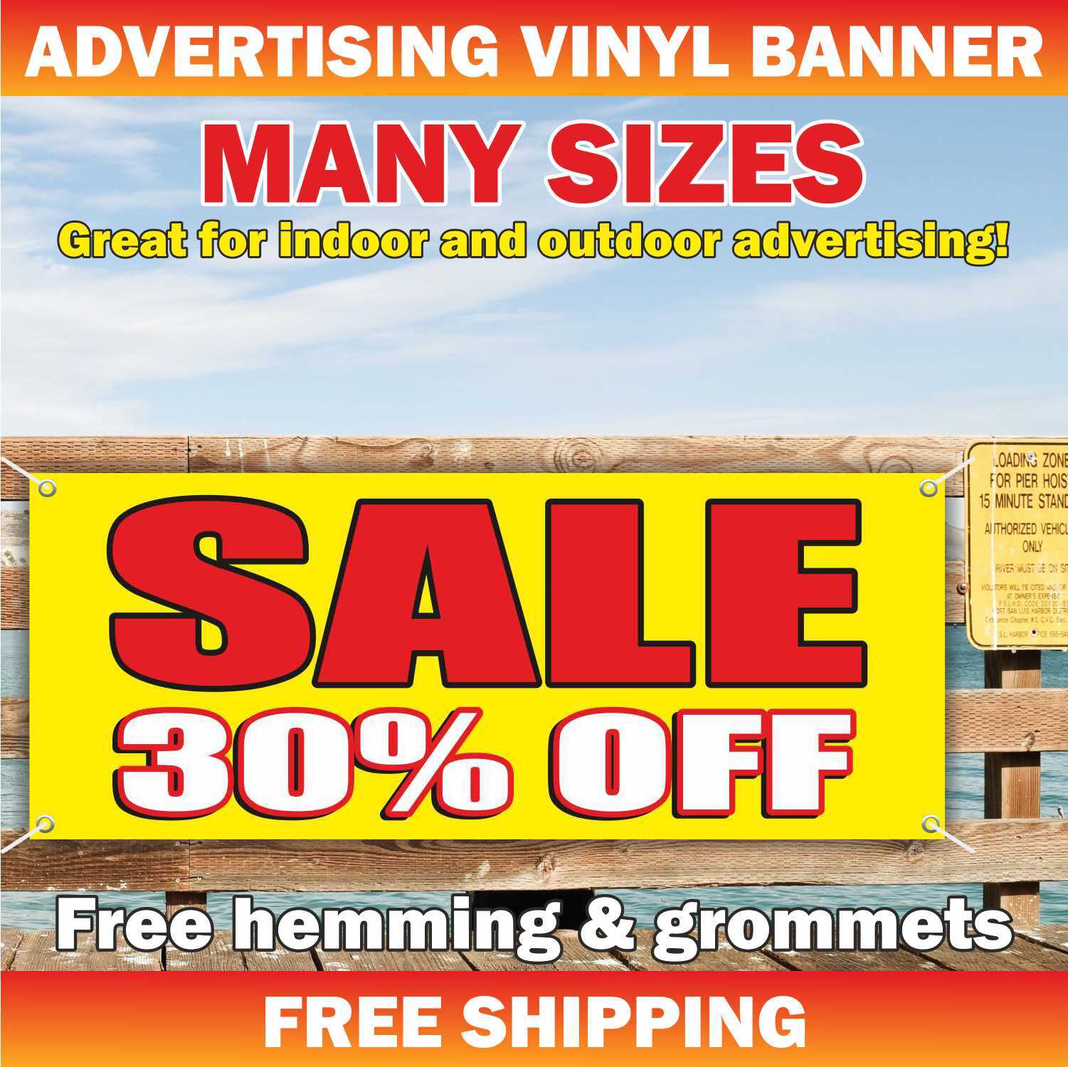 SALE 30% OFF Advertising Banner Vinyl Mesh Sign clearance holiday discount deals